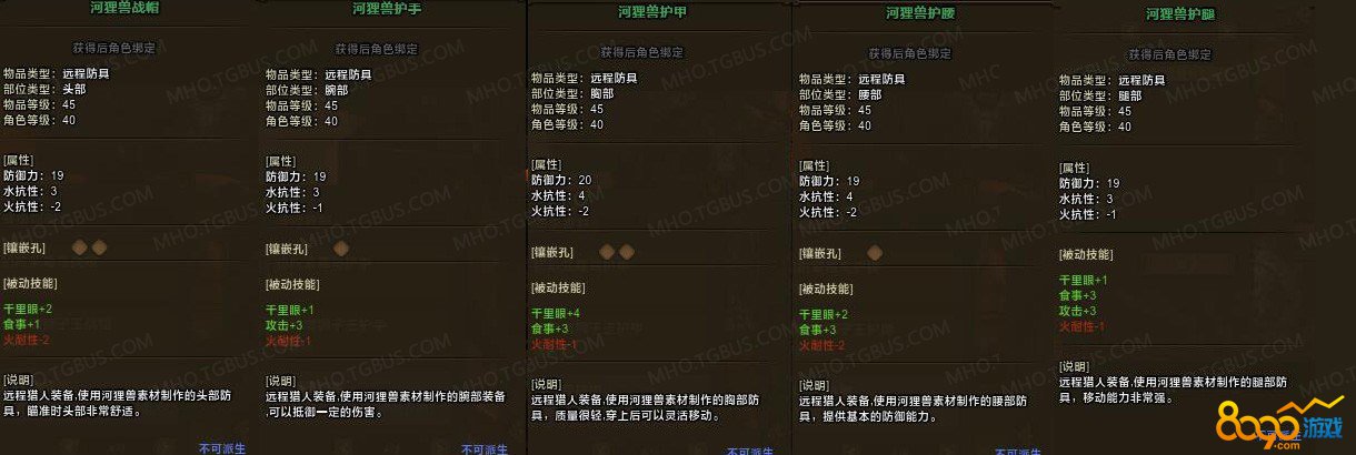 怪物猎人ol河狸兽套装属性好不好